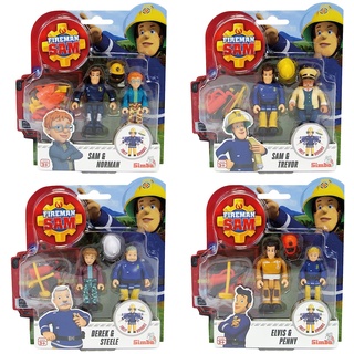 Simba 109251043038 il Pompiere Feuerwehrmann Sam Set mit Zwei beweglichen Figuren 7,5 cm, mit sortiertem Zubehör, 3 Jahre, Mehrfarbig