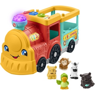 Fisher-Price HHH23 - Little People Großer ABC Tierfreunde Zug – deutsche Version, Musikspielzeug zum Anschieben mit Smart-Stages-Lerninhalten, Babyspielzeug ab 1 Jahr