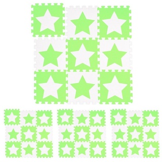 relaxdays Spielmatte 36 x Puzzlematte Sterne weiß-grün grün|weiß