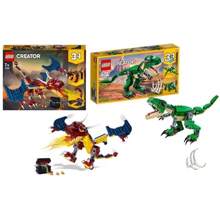 Legoo Lego Creator Set: 31058 - Dinosaurier + 31102 Feuerdrache Kinder 7-12 Jahre