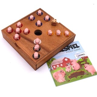 ROMBOL Ferkelspiel - Das Würfelspiel mit den süßen Tierfiguren für die ganze Familie inkl. praktischem Verschlussband, Ferkelspiel Varianten:Ferkel rosa