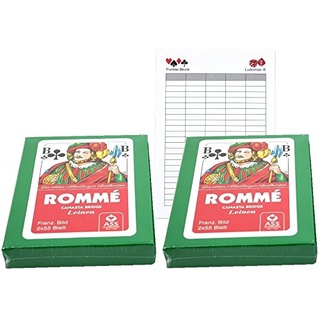 Ludomax Zweierpaket Rommé, Canasta, Bridge Leinen Edition Karten, Set Block