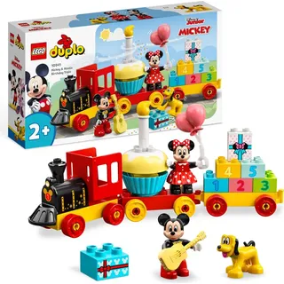 LEGO DUPLO | Disney Mickys und Minnies Geburtstagszug, Zug-Spielzeug mit Kuchen und Ballons, inkl. Micky und Minnie Maus-Figuren, Geschenk für Kle... - Beige