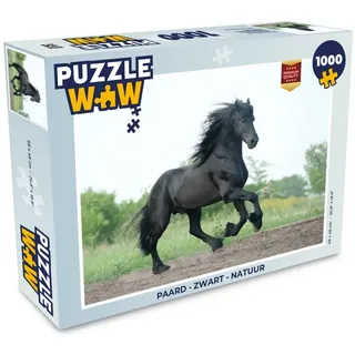 MuchoWow Puzzle Pferd - Schwarz - Natur, 1000 Puzzleteile, Foto-Puzzle, Bilderrätsel, Puzzlespiele, Klassisch bunt