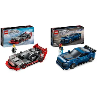 LEGO Speed Champions Audi S1 e-tron Quattro Rennwagen Set mit Auto-Spielzeug zum Bauen & Speed Champions Ford Mustang Dark Horse Sportwagen, Auto-Spielzeug mit Minifigur zum Bauen
