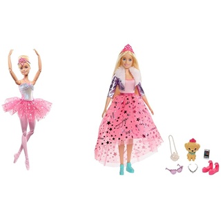 Barbie Dreamtopia Ballerina Puppe, Twinkle Lights Ballerina mit rosa Tutu und blonden Haaren & GML76 - Prinzessinnen-Abenteuer Puppe mit Mode (ca. 30 cm)