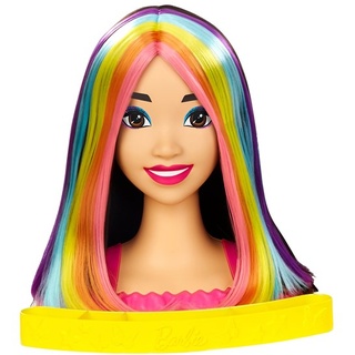 otally Hair Styling Doll Head Straight Black Neon Rainbow Hair
