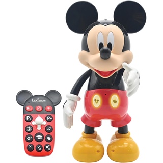 Lexibook MCH01i1 Disney – Roboter Mickey zweisprachig Französisch/Englisch, 100 Lernquiz, Lichteffekte, Tanz, programmierbar, Gelenk, Schwarz/Rot, M