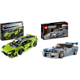 LEGO 42161 Technic Lamborghini Huracán Tecnica Spielzeugauto-Modellbausatz & 76917 Speed Champions 2 Fast 2 Furious Nissan Skyline GT-R (R34) Rennwagen Spielzeug