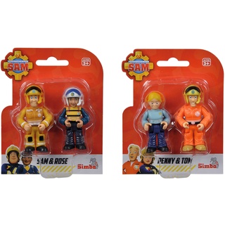 Simba - Feuerwehrmann Sam Set mit Zwei Figuren, 10925285038, 3 Jahre, 7 cm Figuren, Sam+Tom, Penny+Tom, zufällige Auswahl