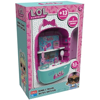 Flair L.O.L Surprise Born 2 Glitzerkoffer für Reisen mit integriertem Spiegel – Kostenloser Rollkoffer mit kindersicherem Beauty-Zubehör und Make-up, Ideales für Kinder