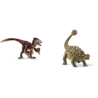 SCHLEICH 14582 Dinosaurs Spielfigur - Utahraptor, Spielzeug ab 4 Jahren & 15023 Dinosaurs Spielfigur - Ankylosaurus, Spielzeug ab 4 Jahren