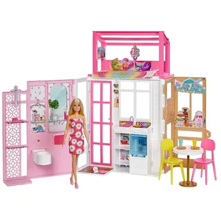 Mattel HCD48 - Barbie - Spielset, Haus komplett eingerichtet, Puppe mit Zubehör