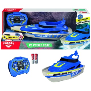 Dickie Toys - RC Polizei-Boot - ferngesteuertes Spielzeug-Boot in Polizei-Design ab 6 Jahren, Schiff mit Fernbedienung und Batterien für Kinder und Erwachsene, Mehrfarbig, 201107003