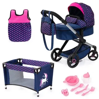 Doll's Pram Xeo Mega Set - Navy (17054AB)