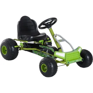 HOMCOM Kinder Go Kart Tretauto Tretfahrzeug mit verstellbarem Sitz Handbremse ab 3 Jahren in Grün für Spaß im Freien   Aosom.de