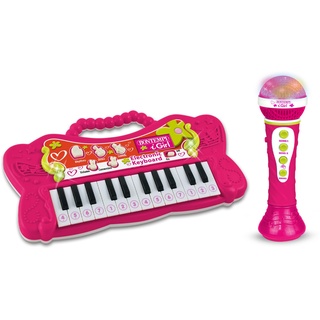 Bontempi 60 2172 PlayKeys: 24-Tasten-Spielzeug mit Karaoke-Mikrofon für kleine Musiker, Rosa, 60x195x60 mm, Mehrfarbig