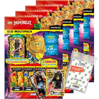 Bundle mit Lego Ninjago Serie 8 Next Level Trading Cards - Alle 4 verschiedenen Multipacks + 2 Limitierte Star Wars Karten + Exklusive Collect-it Hüllen