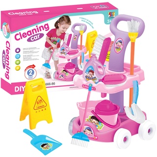 Kinder Reinigungsspielzeug Set | Reinigungswagen Für Kinder Mit Toy Sweep Mop Und Eimer | Putzwagen Für Kinder,Haushalts Rollenspielset, Kleinkind Spielzeug, Reinigungsset