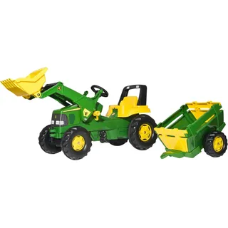 rolly toys® Trettraktor rollyJunior John Deere mit Lader und Trailer, Made in Europe Made in Germany grün