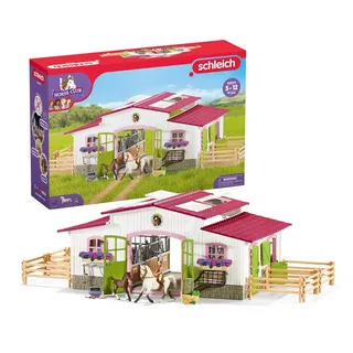 schleich 42344 HORSE CLUB Reiterhof mit Reiterin und Pferden, 97 Teile Spielset mit 2x schleich Pferde Figur, Reiterin-Figur und viel Zubehör, Spielzeug für Kinder ab 5 Jahren