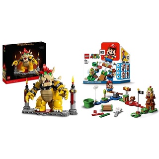LEGO 71411 Super Mario Der mächtige Bowser, 3D-Modell-Bausatzs & 71360 Super Mario Abenteuer mit Mario – Starterset, interaktive Figur und Bauspiel