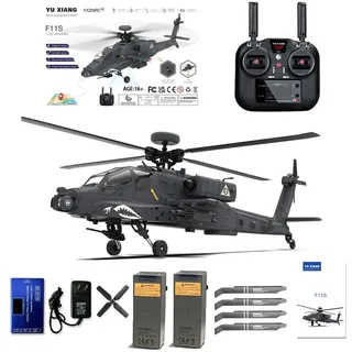 YGWXYYZJ RC Helikopter Für Erwachsene Dual Brushless Motors Direct-Drive 6CH RC Hubschrauber Ferngesteuert Einstellbarer Flugregler Mit 5.8G Bildübertragung 2 Intelligente Akkus (F11S)