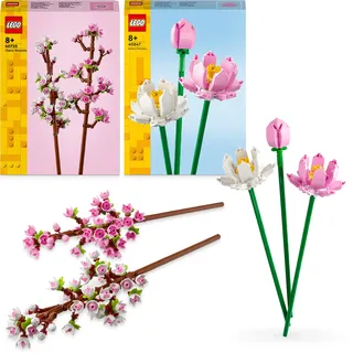 LEGO Creator Lotusblumen-Kirschblüten-Paket, Blumenstrauß-Bausatz für Mädchen, Jungen und Blumenfans, zur Präsentation zu Hause als Schlafzimmer- oder Schreibtischdekoration, Valentinstag-Geschenkidee