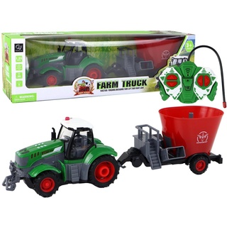 LEAN Toys Spielzeug-Auto Ferngesteuert Traktor Ernteanhänger Lichteffekte RC Anhänger Spielzeug grün
