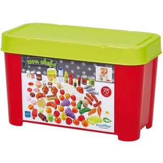 Ecoiffier - 75tlg. Lebensmittel-Set - für Kinder ab 18 Monaten, ideales Zubehör-Paket für Kaufladen oder Spielküche, mit Obst, Gemüse, Fleisch, u.v.m.