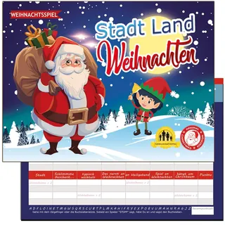 KARTENVERSAND24 Weihnachtsspiele Stadt Land Fluss Weihnachten Geschenkideen Kleinigkeiten Geschenke Ideen Adventskalender Mitbringsel (Weihnachtsman)