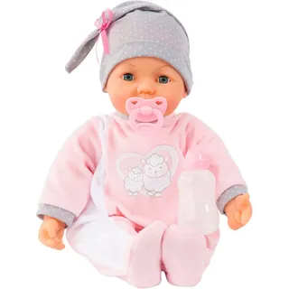 Bayer Babypuppe Hello Baby, 46 cm rosa/grau (3-tlg) grau|rosa