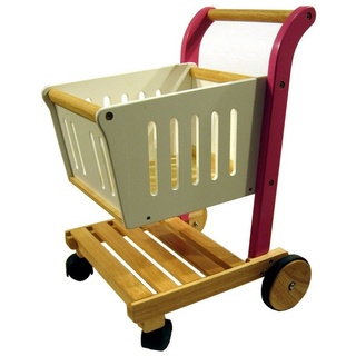 ESTIA Holzspielwaren Spiel-Einkaufswagen Einkaufswagen aus Holz, Robuster, multifunktionaler Einkaufswagen aus Holz rosa