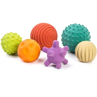 Miniland Motorik-Bälle 6er Pack Sensory Balls aus Naturkautschuk