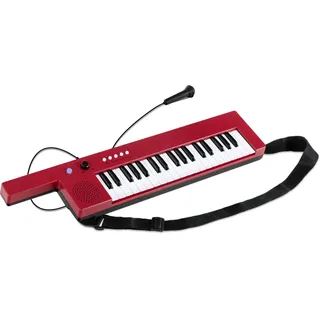 McGrey KT-3712 Kinderkeyboard - 37 Tasten - Keytar inklusive Tragegurt und Mikrofon - Betrieb über Akku und USB-Netzteil möglich - 4 Klangfarben, 4 Begleitrhythmen und 10 Demosongs - Rot