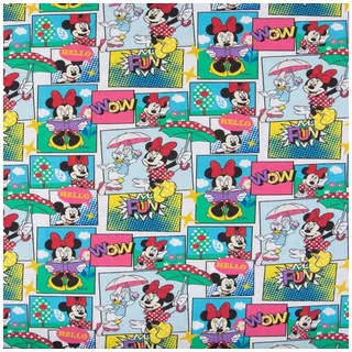 SCHÖNER LEBEN. Stoff Baumwolljersey Digitaldr. Disney Minnie Maus Daisy Duck Comic weiß bun, Digitaldruck bunt