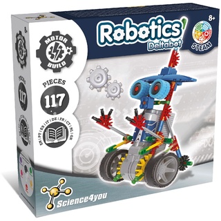 Science4you - Robotik Deltabot, EIN Roboter Bausatz mit 117 Stücke - Roboter Selber Bauen mit Dieser Elektronik Baukasten,, Lernspiel UNT Konstruktionsspielzeug fur Kinder ab 8 Jahre 23 x 6.5 x 22 cm