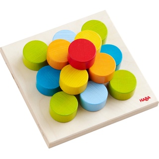 HABA 303709 - Steckspiel Kunterbunte Welt , Sortierspiel mit 5 Motivkarten und 10 bunten Motiven zum Zuordnen und Farben lernen , Spielzeug ab 12 Monaten