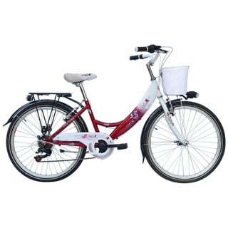 T&Y Trade Cityrad 26 ZOLL Kinder Mädchen Fahrrad Kinderfahrrad City Bike Rad FLAIR Pink, 6 Gang Shimano, Kettenschaltung, Gepäckträger, STVO Dynamo Licht, 6 Shimano Gang, Seitenständer, Korb