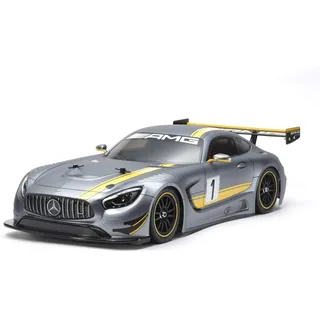 Tamiya 58639 1:10 Mercedes AMG GT3 (TT-02) -ferngesteuertes Auto-Elektromotor-RC Bausatz-Modell Fahrzeug-On Road-Soprtwagen-Polycarbonat Karosserie-Unlackiert-58639, TAM58639