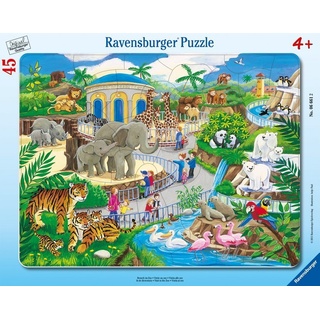 Ravensburger Verlag Puzzle - Rahmenpuzzle BESUCH IM ZOO 45-teilig