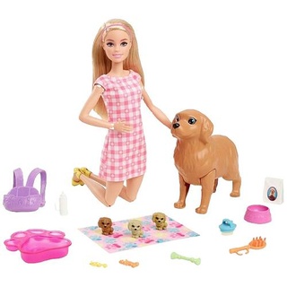 Mattel Barbie Puppe (blond) mit Hund und Welpen HCK75