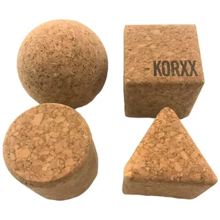 KORXX 4 Bauklötze in geometrischen Formen aus KORK Spielbausteine, (Geo Set 4, Bauklötze aus Kork 4 Stück in geometrischen Formen), Spielbaustein zum lernen von Formen & verbessern der Motorik