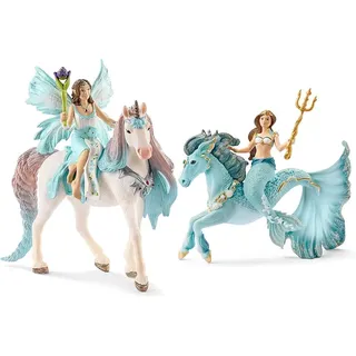 SCHLEICH 70569 Eyela mit Prinzessinnen-Einhorn, für Kinder ab 5-12 Jahren, BAYALA - Spielfigur & 70594 Meerjungfrau-Eyela auf Unterwasserpferd, für Kinder ab 5-12 Jahren, BAYALA - Spielfigur