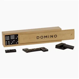 goki Spielesammlung Dominospiel im Holzkasten 55 Steine, Domino-Effekt, Geschicklichkeitsspiel Domino-Effekt schwarz