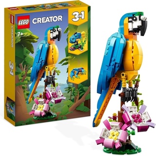 LEGO® Konstruktionsspielsteine Creator 3in1 Papagei, Frosch & Fisch, Bauspielzeug Jungs & Mädchen, (Geschenk Weihnachten, Geburtstag, Frauen Män...