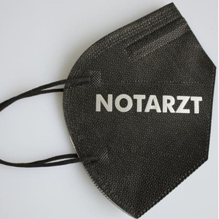 1 FFP2 Maske in Schwarz Dt. Herstellung mit Schriftzug - NOTARZT - 15811/1