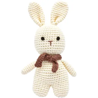 miniHeld Handgestrickter Hase gehäkelt aus Baumwolle Spielzeug 18 cm