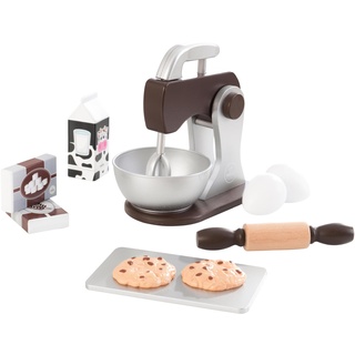 KidKraft Espresso Backset aus Holz für Kinderküche mit Küchenmaschine und Keksen, Spielküche Zubehör, Spielzeug für Kinder ab 3 Jahre, 63370