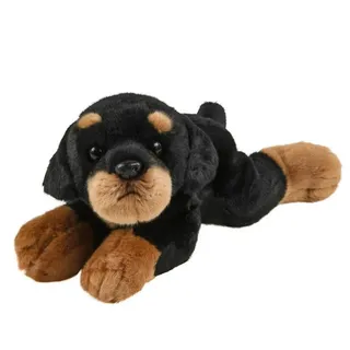 Teddys Rothenburg Kuscheltier Rottweiler 30 cm Kuscheltier Hund liegend